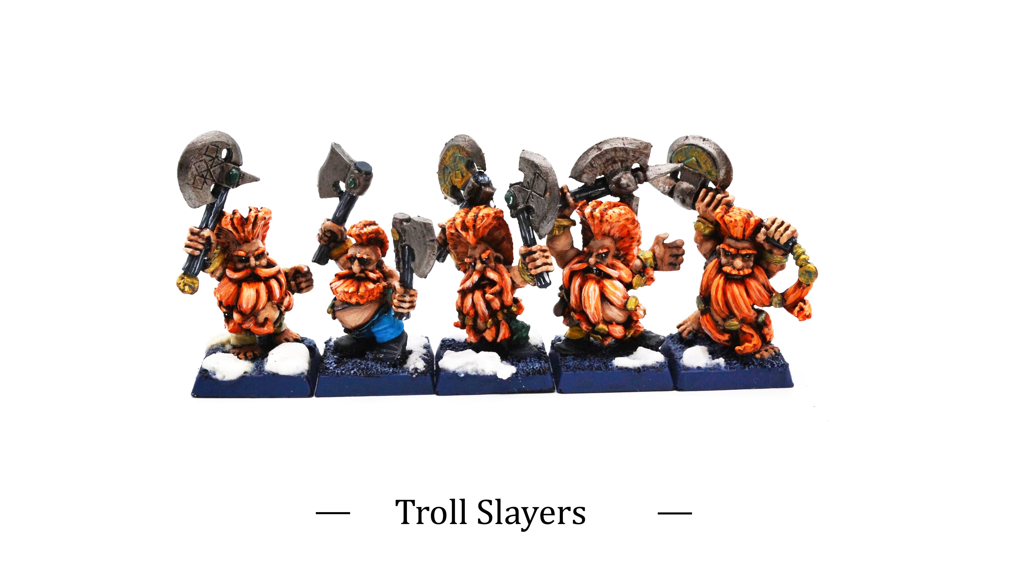 Warhammer Old World Dwarfen Mountain Holds Troll Slayers miniatures painted by commission painter.